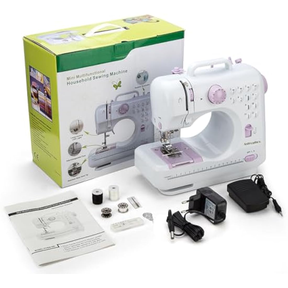 Mini Sewing Machine for Beginner by Astrophos - Small Electric Sewing Machines with 2 Speed 12 Built-in Stitch Patterns AP-054-UK-A1