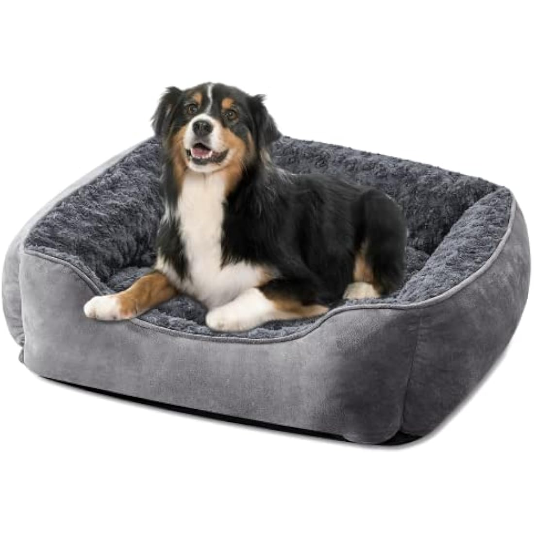 JOEJOY Dog Bed Extra Large - Washable Anti-Anxiety Pet Bed Soft Plush Cat Bed Rectangle Non-Slip Bottom Pet Bed - Small | Medium | Large Size Mattress Mat For Dog, Grey