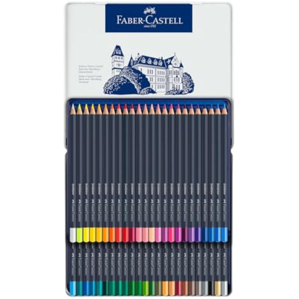 Faber-Castell Creative Studio Goldfaber Colour Pencil, Multicoloured (Multicoloured) Tin Of 48 Pencils, For Art, Craft, Drawing, Sketching, Home, School, University, Colouring