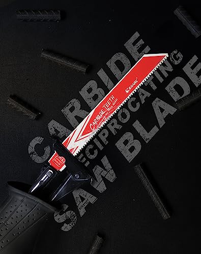 EZARC Carbide Reciprocating Saw Blade R978HM Endurance for Thick Metal, Cast Iron, Alloy Steel 225mm 8TPI, 3-Pack