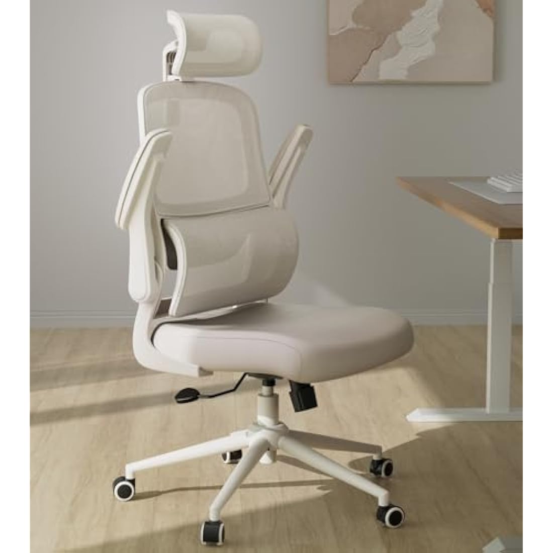 Hbada P1 Ergonomic Office Chair with Flip-Up Armrest, Swivel Computer Desk Chair with 2D Lumbar Support (Grey)