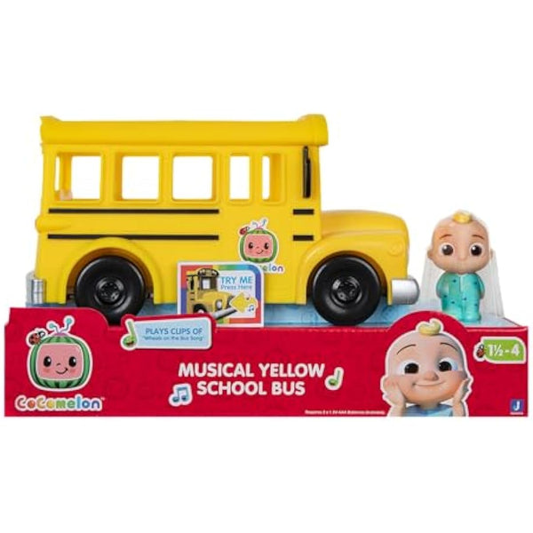 CoComelon Official Musical Yellow School Bus, Plays Clips from ‘Wheels on The Bus,’ Featuring Removable JJ Figure – Character Toys for Babies, Toddlers, and Kids