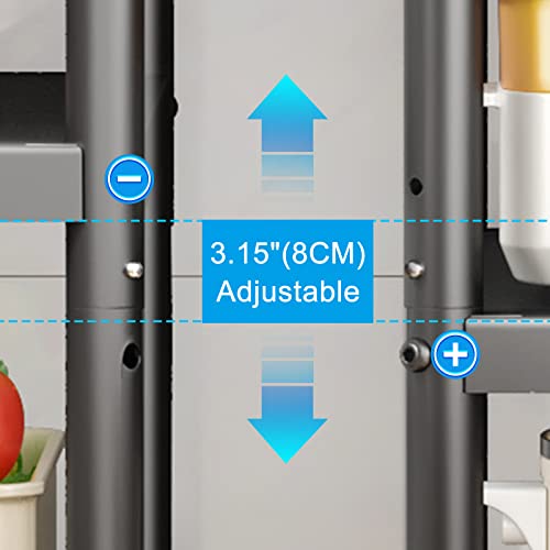 SAYZH Shelving Unit, 4 Tier Metal Kitchen Trolley on Wheels, Multifunctional Heavy Duty Narrow Storage Shelves Rack with Wheels and Anti-slip Feet for