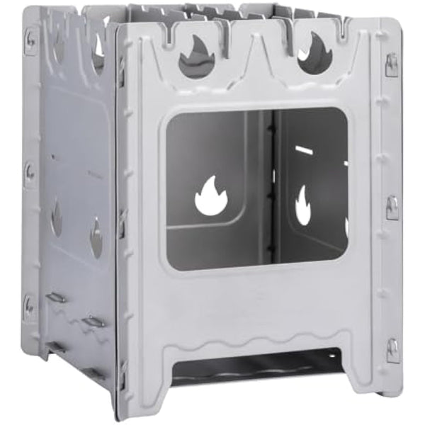 iBasingo Portable Titanium Wood Stove for Camping Detachable & Assembled Design, Ultralight Backpacking Stove with Pot Holder Compact Campfire Cooker for Charcoal Alcohol BBQ Survival Gear Ti2008C