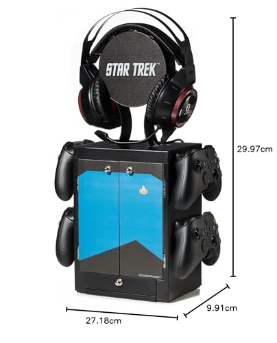 Numskull Official PS5-Inspired Gaming Accessory Locker & Storage Stand – Holds 10 Games/DVDs, 4 Controllers, Headset, and Accessories – Durable & Compact Organizer – Official PS5-Inspired Merchandise