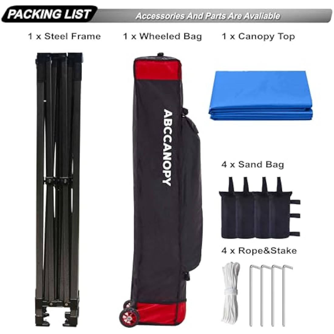 ABCCANOPY 3x3M Fully Waterproof Pop Up Gazebo With Upgraded Roller Bag, 4 Weight Bags, Stakes and Ropes(Blue)