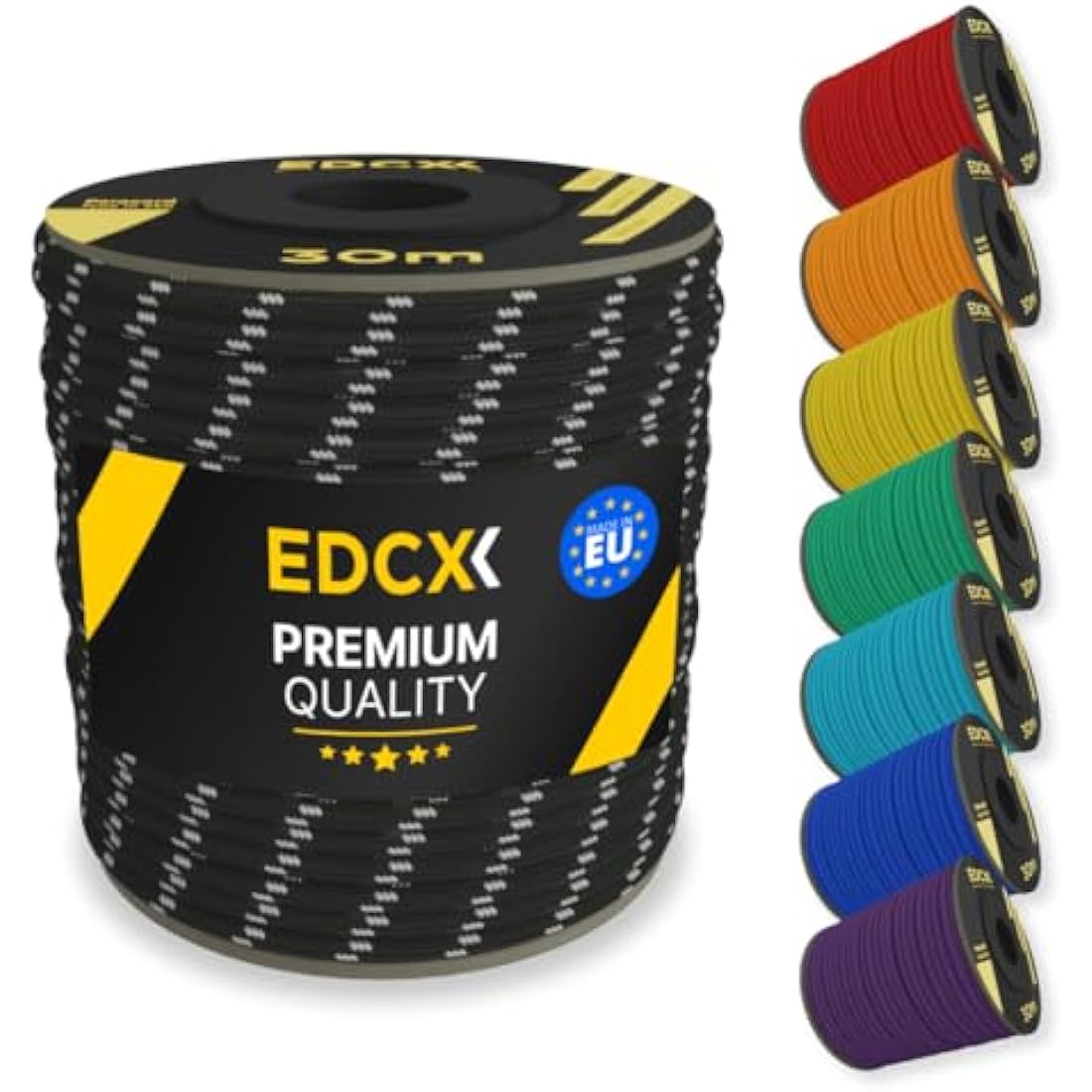 EdcX 4mm Rope 550 - Type III, 100% Rope, 7 Strand Rope, 4mm Rope in Solid Colors
