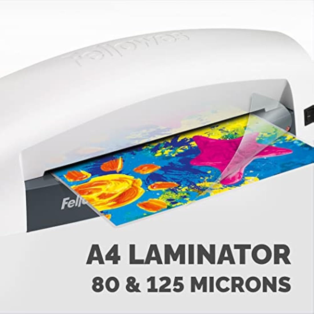 Fellowes Lunar Jam Free A4 Laminator Machine for Home Use - 4 Minute Warm Up Time – 80-125 Micron – White