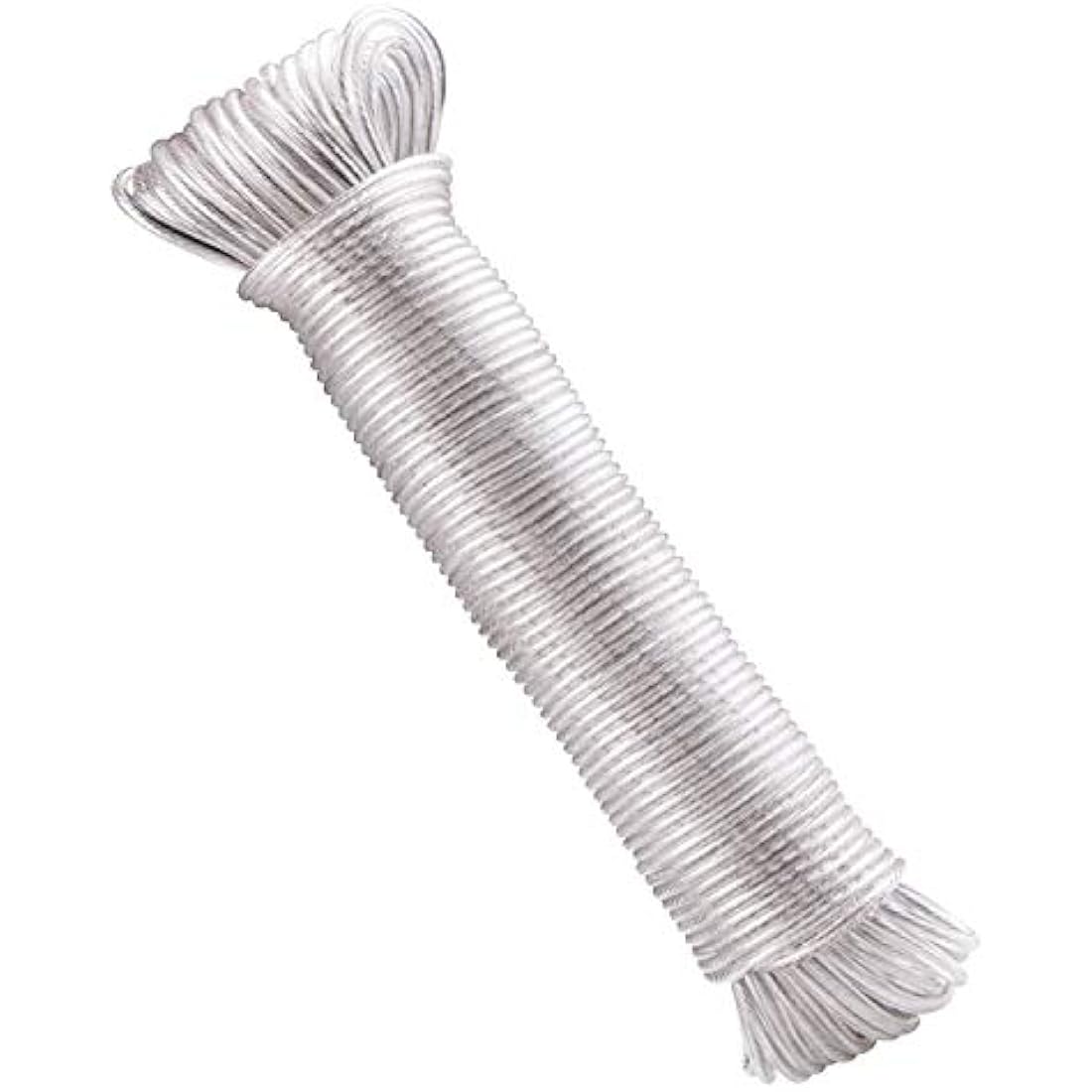 GZBtech 30m/100ft Clothes line for Outside Drying,Heavy Duty Extra Strong Washing Lines Rope with Steel Core & White PVC Cover, Rust-proof and Waterproof Laundry Line Outdoor Garden-Transparent