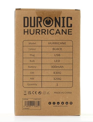 Duronic Camping Lantern Rechargeable LED Camping Light Hurricane, 5W Wind Up Flashlight Torch Lanterns for Hiking, Wind-up Emergency Light with 3 Light Modes for Outdoor Activities