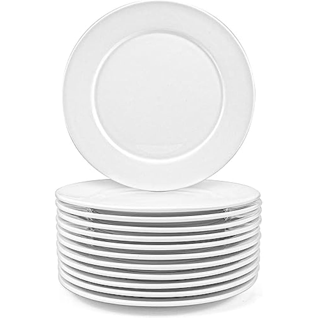 Foraineam 12 Pcs Side Plates Round Porcelain 20 cm Small Dinner Dish Tableware Wide Rimmed Service Plate Dessert Plates for Salad Dinner Bread - White
