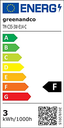greenandco CRI 90+ E14 LED Filament Candle Clear 3W Replaces 28W 300lm 2700K Warm White 360 230V, no Flicker, not dimmable, 10-Pack