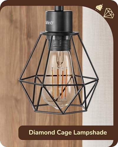 EDISHINE Bedside Lamps Set of 2, Dimmable LED Table Lamp, Diamond Cage Lampshade, USB Charging Ports, Touch Lamps for Living Room, Bedroom, E27 Socket, Bulb Included, Black