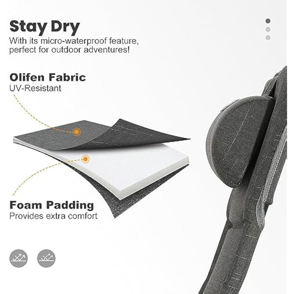 Homecall 30023 Folding garden camping chair with Olefin fabric UV protection water proof sponge padded grey backrest adjustable, 104.0 cm*70.0 cm*60.0 cm