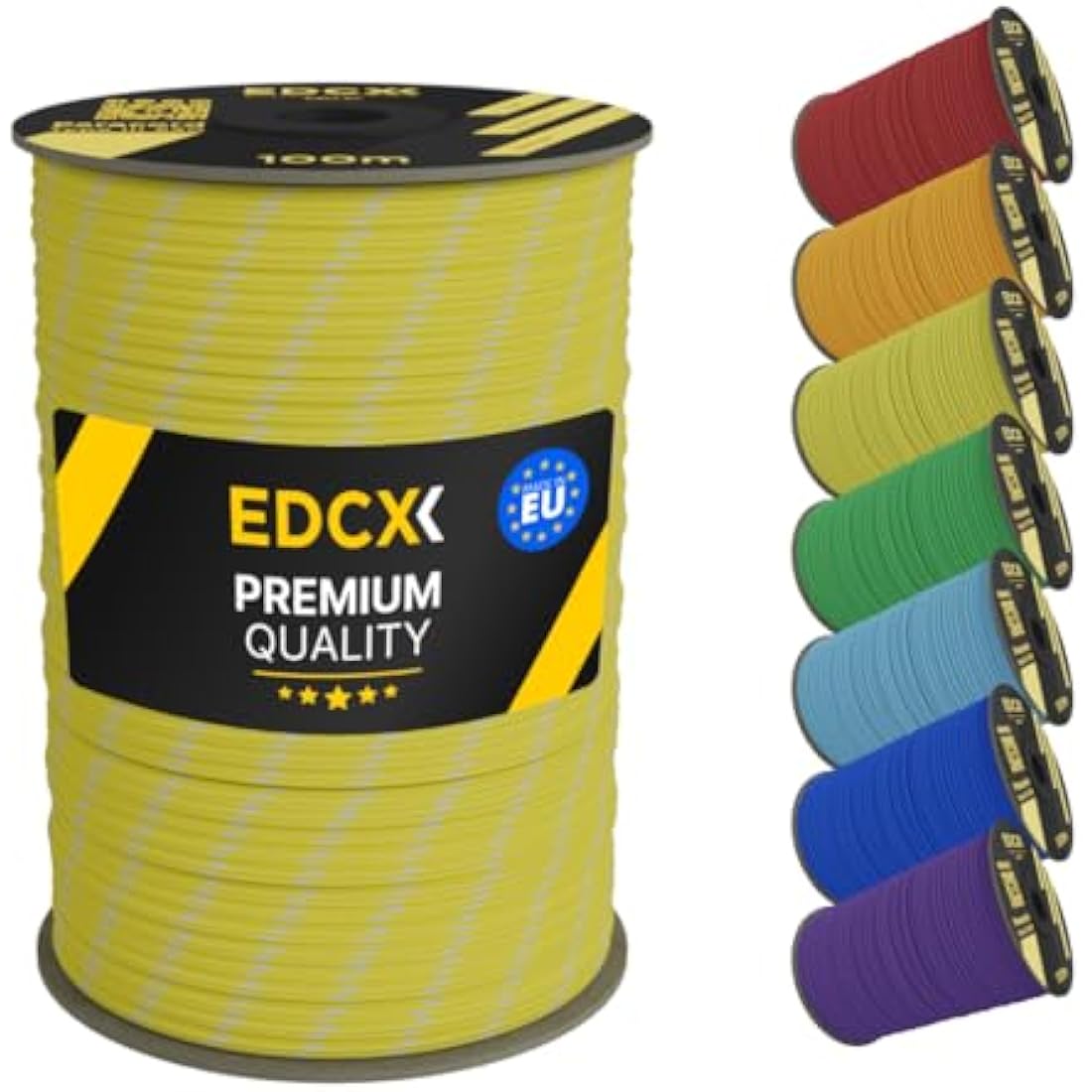 EdcX 4mm Rope 550 - Type III, 100% Rope, 7 Strand Rope, 4mm Rope in Solid Colors