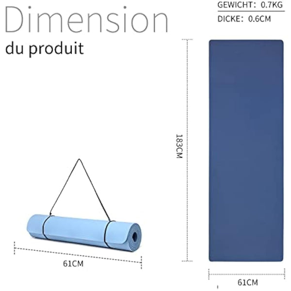 Good Nite Yoga Mat TPE Non-Slip Exercise Fitness Pilates Gymnastics Training Sport Mat Turn Mats Floor Gym with Carry Strap 183 x 61 x 0.6 cm