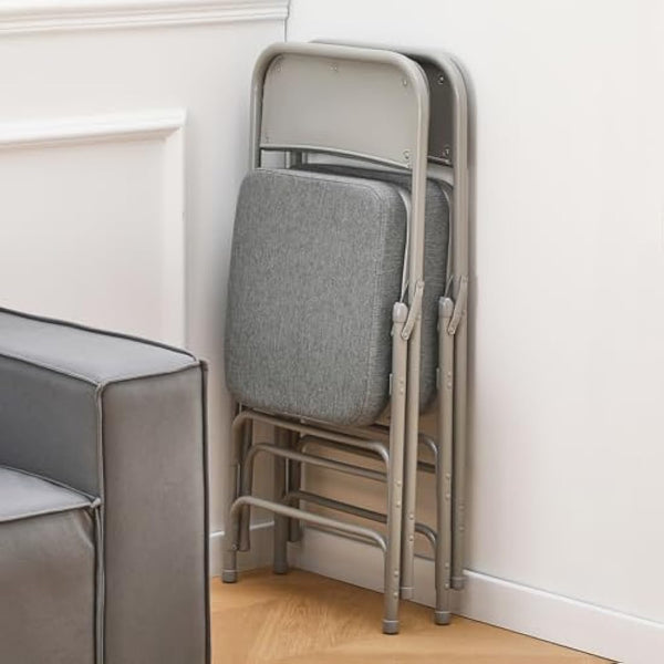 KAIHAOWIN Padded Folding Chairs Upholstered Single Foldable Chair with Ultra Thick Padded Seat Comfortable Metal Chairs Indoor with Comfortable Fabric Cushion for Indoor-Grey