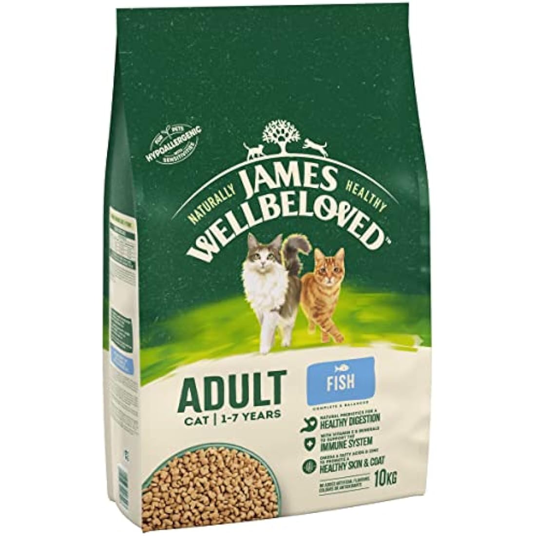 James Wellbeloved Adult Fish 10 kg Bags, Hypoallergenic Dry Cat Food