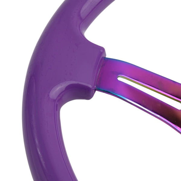 350mm Green Racing Steering Wheel Neo Chrome Spoke Universal 6 Bolts 45mm Deep Dish Classic ABS Wood Steering Wheel with Horn Button