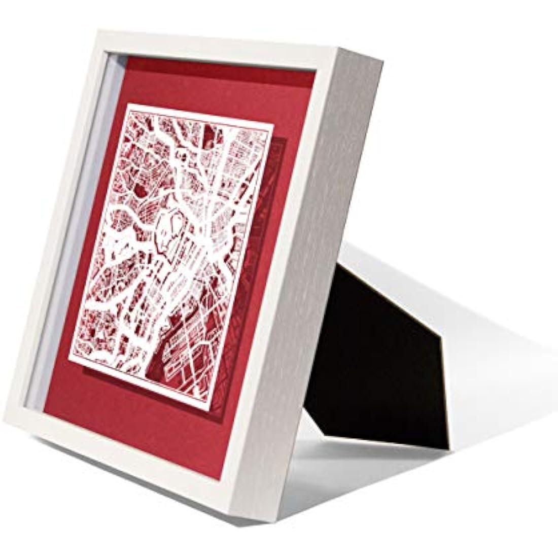 O3 DESIGN STUDIO Tokyo Marco de Papel para mapas, White map, White frame, 9x9 inches, Gift Boxed, 4 background color, self-changing, Paper Art