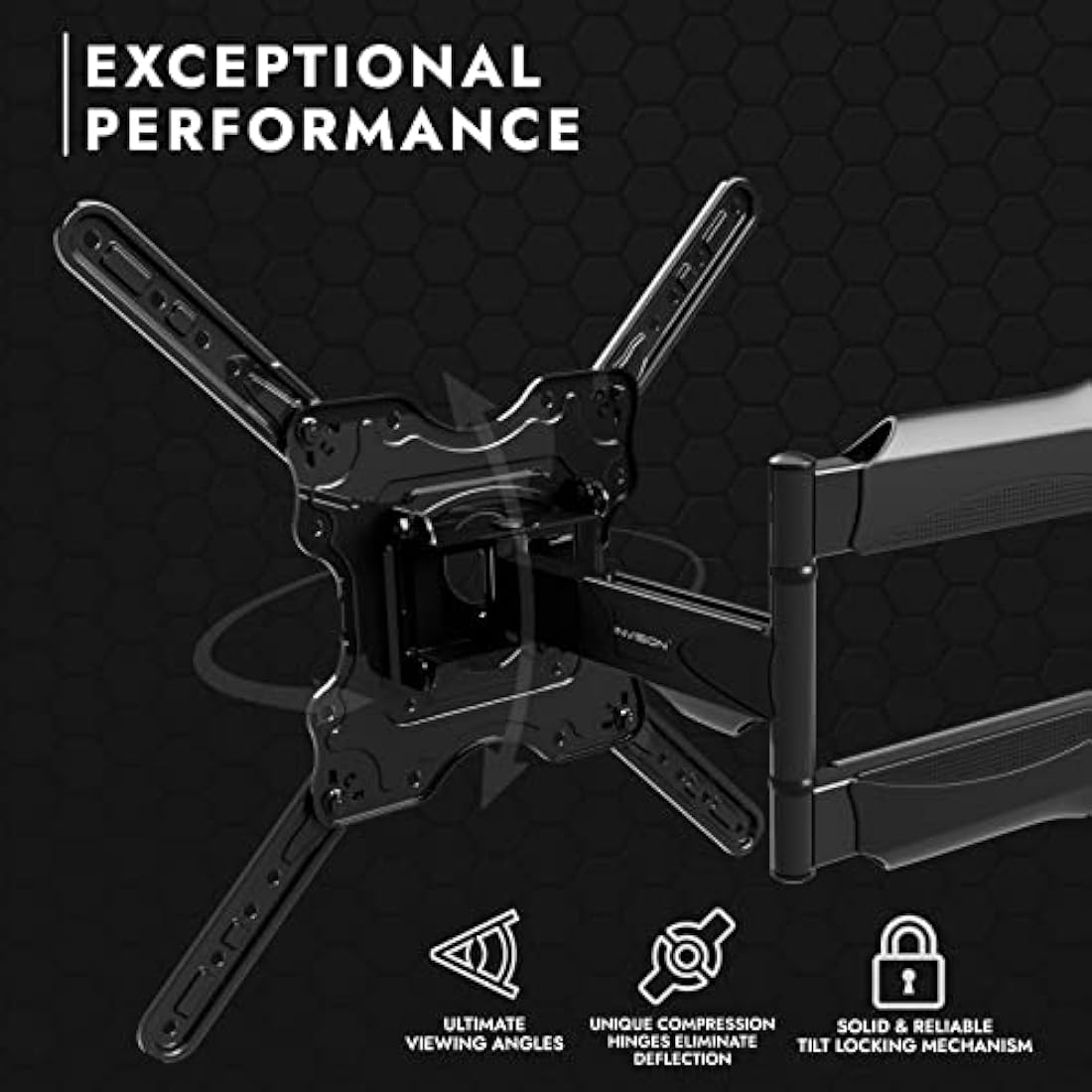 Invision TV Wall Bracket Mount for 24-60 Inch Screens, VESA 100x100mm up to 400x400mm, Tilts Swivels & Extends for Flat & Curved TVs, Includes Spirit Level, Weight Capacity 36.2kg (HDTV-E)