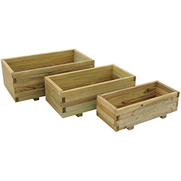 Forest Garden 3 Sizes Pressure Treated Wooden Durham Rectangular Planter (Set of 3)