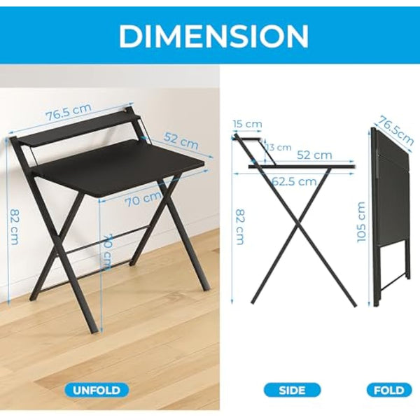 GreenForest Folding Desk No Assembly Required,Computer Desk with Monitor Shelf,Small Desk for Small Space,Black