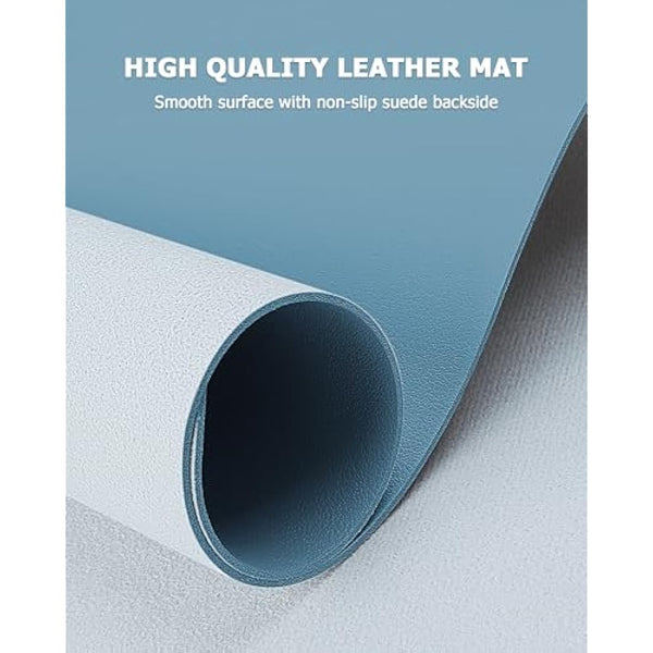 MOLMO Non-Slip Desk Mat, Waterproof Desk Pad Table Protector, Easy Clean Laptop Mat Large Mouse Pad Leather Writing Mat with Suede for Office /Home/Decor (Azure, 60 x 35 cm)
