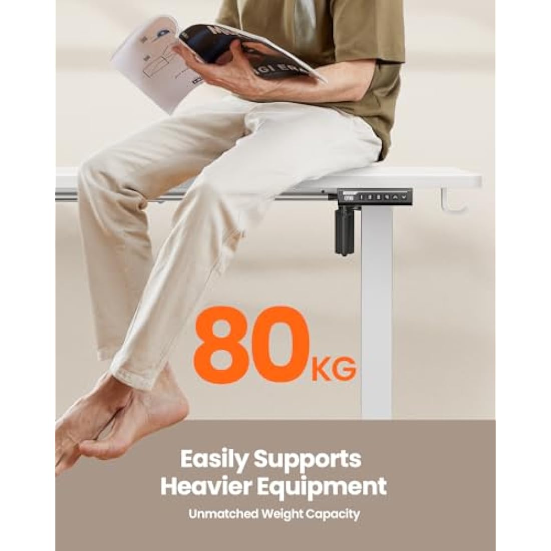 ErGear Electric Standing Desk Height Adjustable 160 x 80cm, Sit Stand Desk with 4 Memory Smart Pannel, Home Office Desk with Splice Board