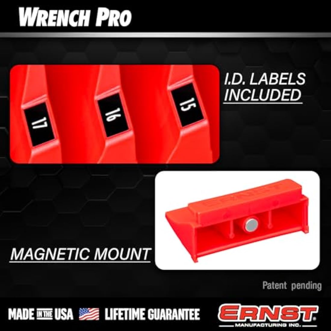 Ernst Manufacturing 40 Tool Magnetic Wrench Pro, Red