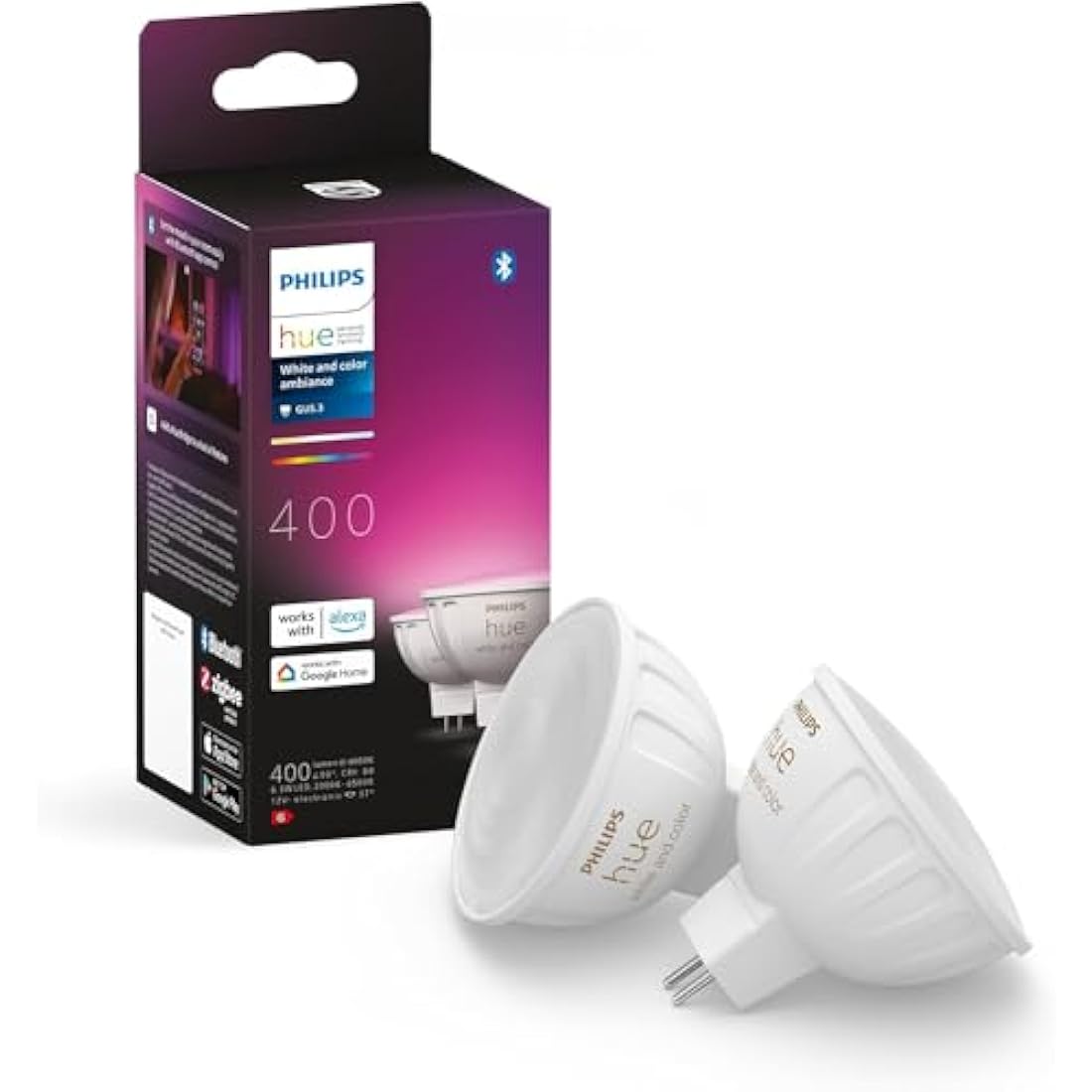 Philips Hue LED Smart Light spot - White and Colored Light - 2 Pack - MR16