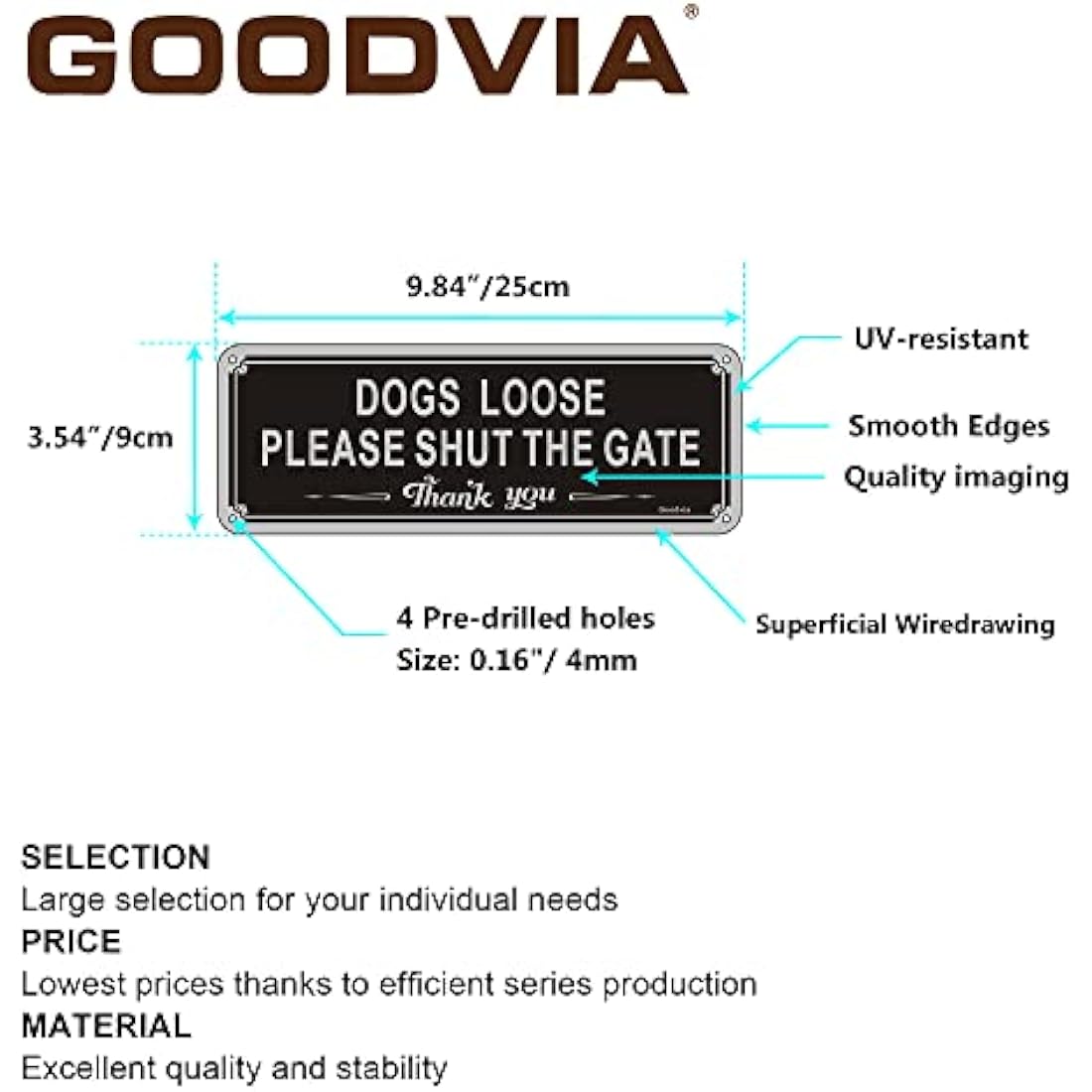 Dogs Loose Sign Dog Signs for Gates Shut The Gate Sign Aluminum 3.5'' x 9.8'' Reflective Dog Warning Signs,Fade Resistant, Waterproof, UV Resistant and Durable 1 Pack