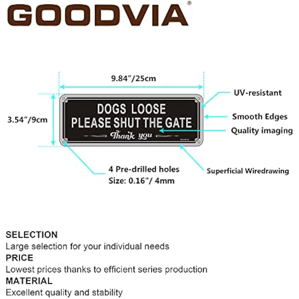 Dogs Loose Sign Dog Signs for Gates Shut The Gate Sign Aluminum 3.5'' x 9.8'' Reflective Dog Warning Signs,Fade Resistant, Waterproof, UV Resistant and Durable 1 Pack