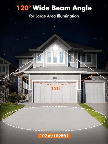 Floodlight Outdoor 2 Pack, 100W 10000LM LED Flood Lights, 6500K Cold White Outside Light, IP66 Waterproof Security Light for Yard, Garden, Garage, Patio, Warehouse