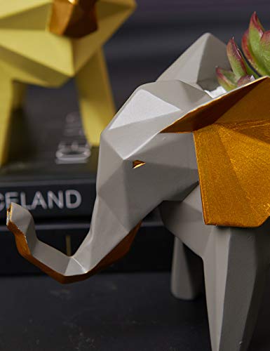 Amoy-Art Elephant Gifts Planter Animal Decor Statue Modern Sculpture Figurine Succulent Cacuts Pot Centerpiece Ornament Polyresin Arts Crafts 17cm