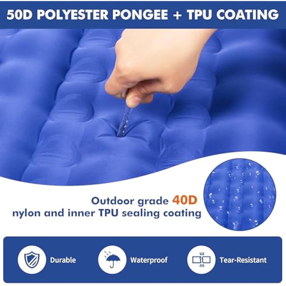 HiiPeak Strong Support Camping Mat, Inflatable Sleeping Mattress 3.9 Inch Thickness Sleeping Pad with Pillow, Quick Inflation Ultralight Portable Camping Sleeping Bed for Backpacking, Hiking, Picnic