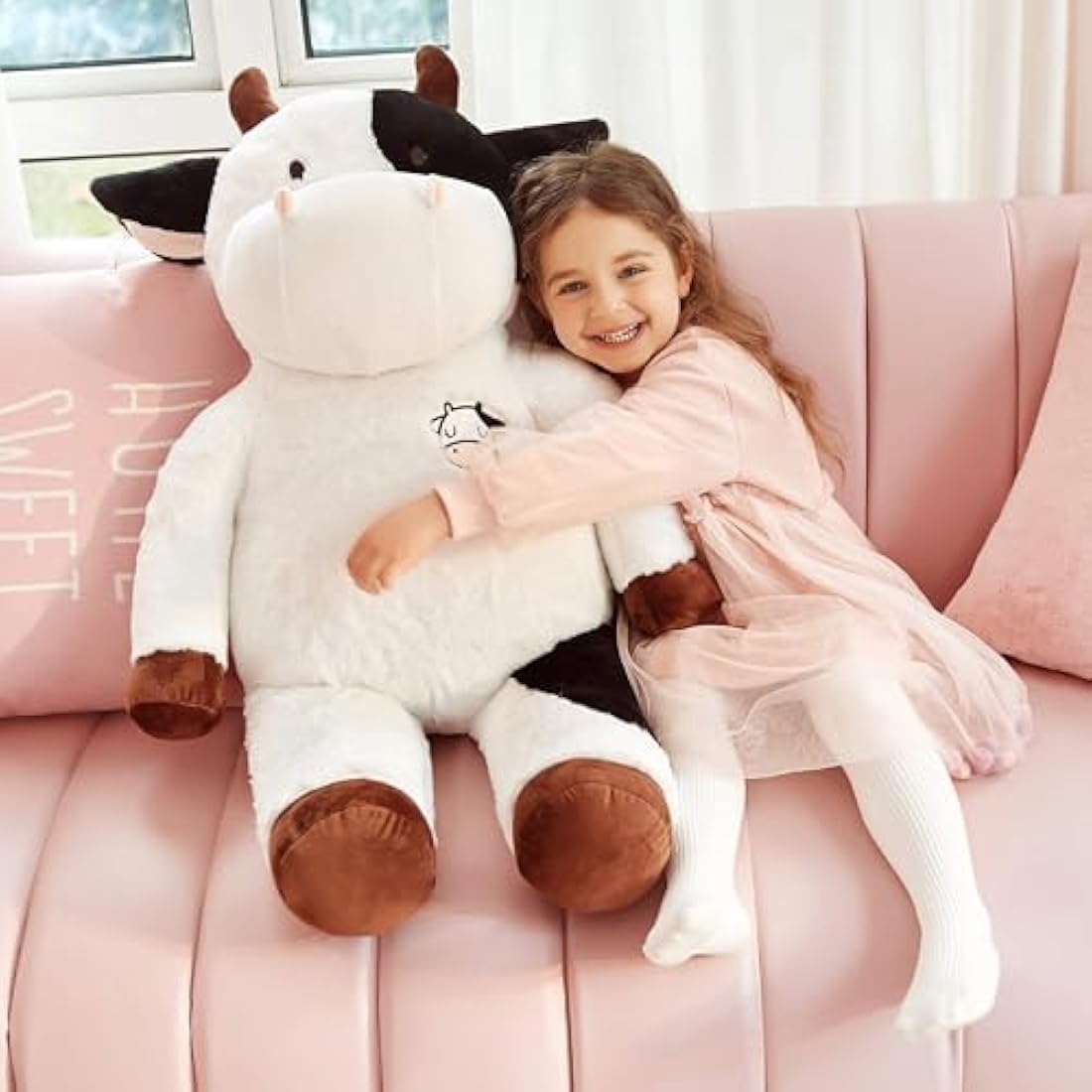 IKASA Giant Cow Stuffed Animal Jumbo Cow Soft Toys (White, 78cm)