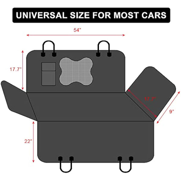 PLUTUS PET Dog Car Seat Cover for Back Seat with Side Flaps and Mesh Window, Waterproof Anti-scratch Nonslip Dog Hammock for Cars, Trucks and SUVs