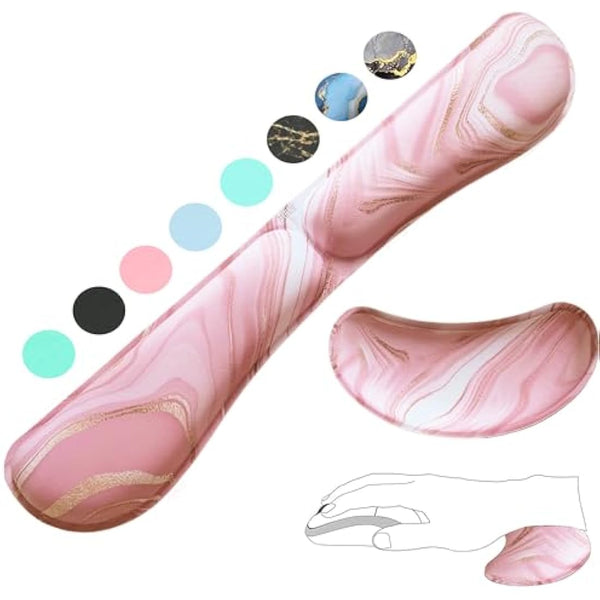 ZIBLY Wrist Rest Keyboard and Mouse Set - Non-Slip Ergonomic Wrist Cushion Support Pad - Easy Typing, Pain Relief – Premium Silky Gel Memory Foam for Work from Home Gaming Computer Laptop