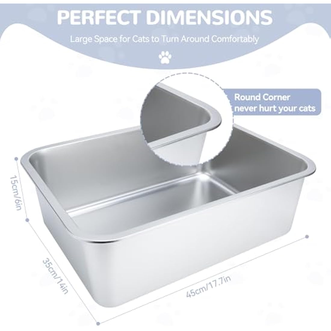 Dimaka Cat Litter Tray, Rabbit Litter Tray, Stainless Steel Cat Litter Box,Non Stick Metal Pan, Easy to Clean, Non Odor, Safe and Durable