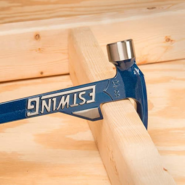 Estwing E6-24T 24oz 16-inch Smooth Face Hammertooth Hammer with Vinyl Shock Reduction Grip, Blue