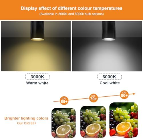 Sweier 4 Way Rotatable Black GU10 Ceiling Spotlight, 4x5W Cool White 6000K Adjustable Ceiling Light (Bulb Provided), Black Spotlights Strip for Living Room, Bedroom, Hallway, Kids Room, Kitchen