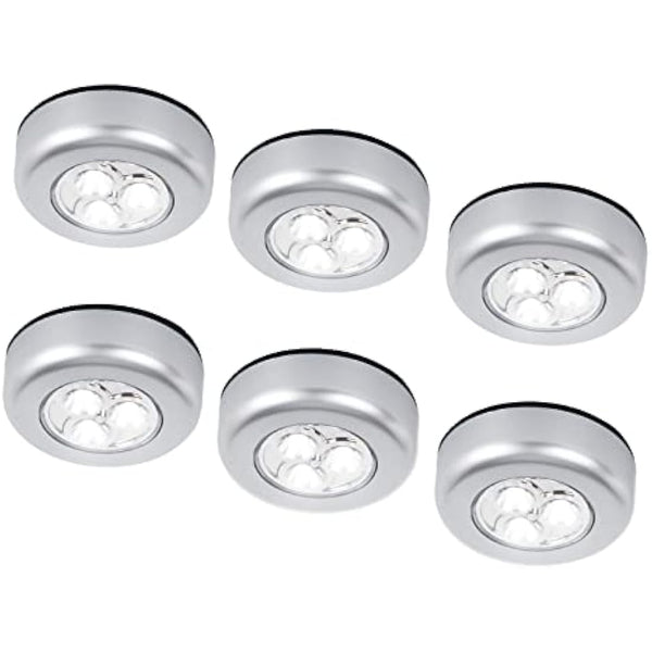 6 Pack Ilyever LED Battery-Powered Wireless Night Light Stick-on Push Lamp for Closets, Cabinets, Counters, or Utility Rooms - Cordless Tap Touch