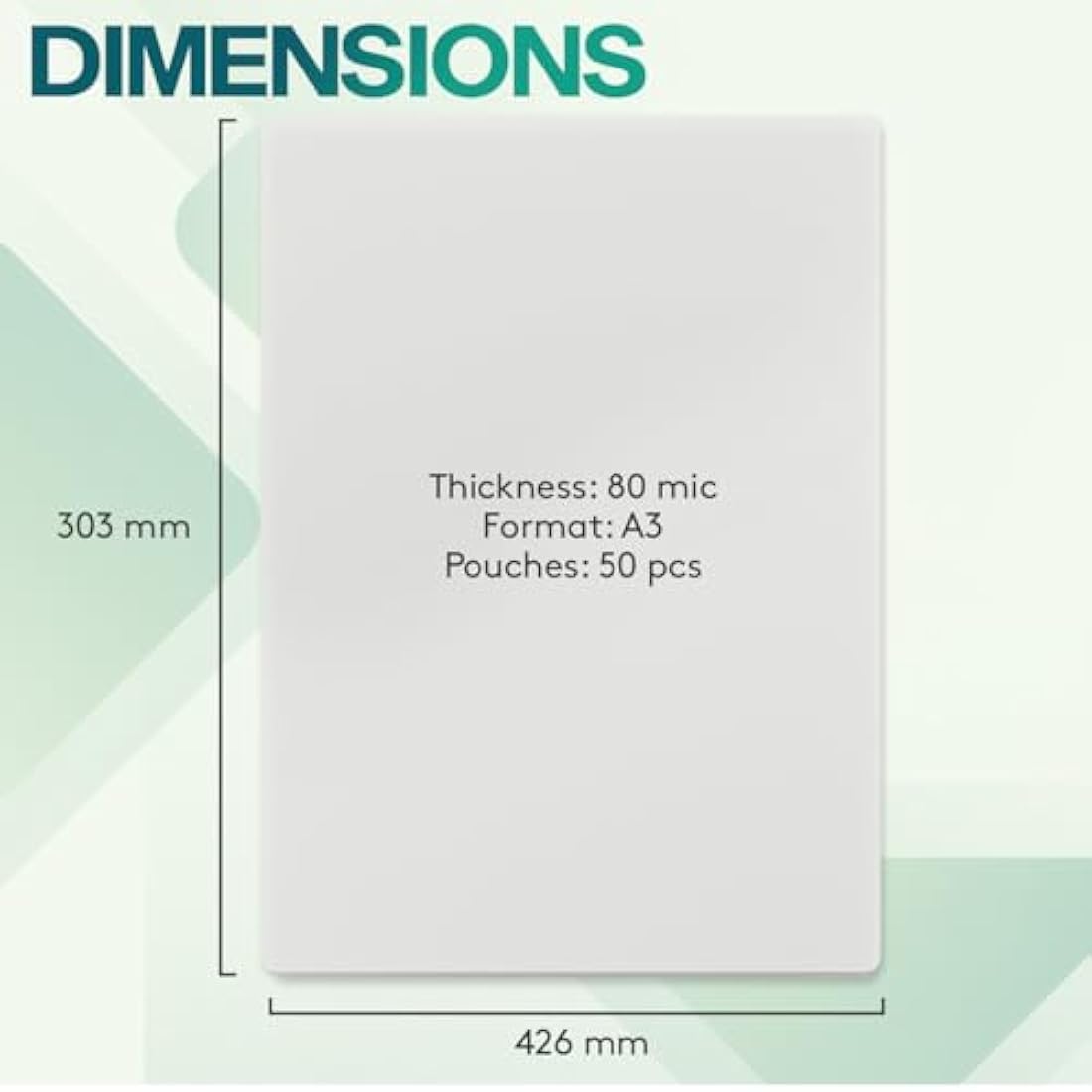 ACROPAQ Laminating Pouches A3-50 Pack, 160 Micron (2 x 80 Micron), Glossy Finish, Premium Quality, Rounded Corners, Ideal for Photos and Notes - 18002