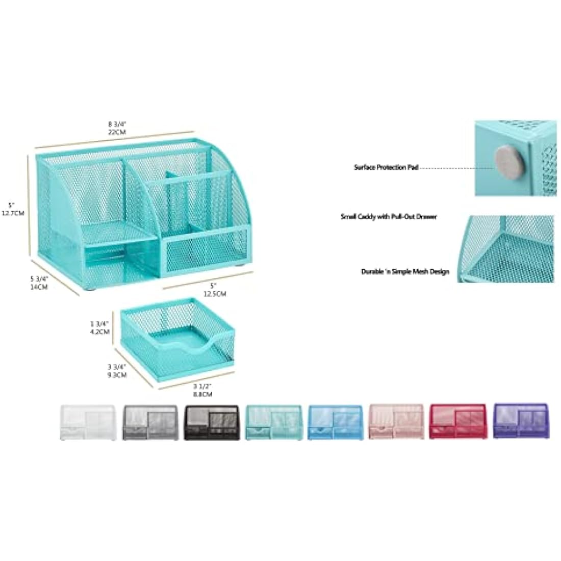 EXERZ Desk Organiser/Mesh Desk Tidy Caddy/Pencil Holder Multifunctional with 7 Compartments