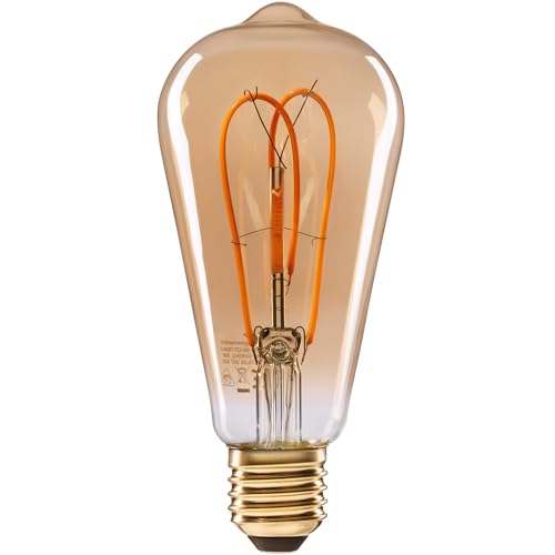 greenandco E27 ST64 LED Vintage Fflament Bulb 5W Replaces 35W 400lm 2000K Extra Warm White 360 230V, no Flicker, not dimmable, 8-Pack