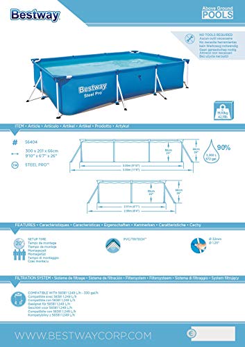 Bestway Steel Pro | Metal Frame Above Ground Pool, Family Outdoor Pool 9.10ft