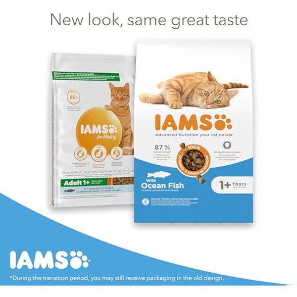 IAMS Adult Complete Dry Cat Food Ocean Fish 10kg - Supports Strong Immune System