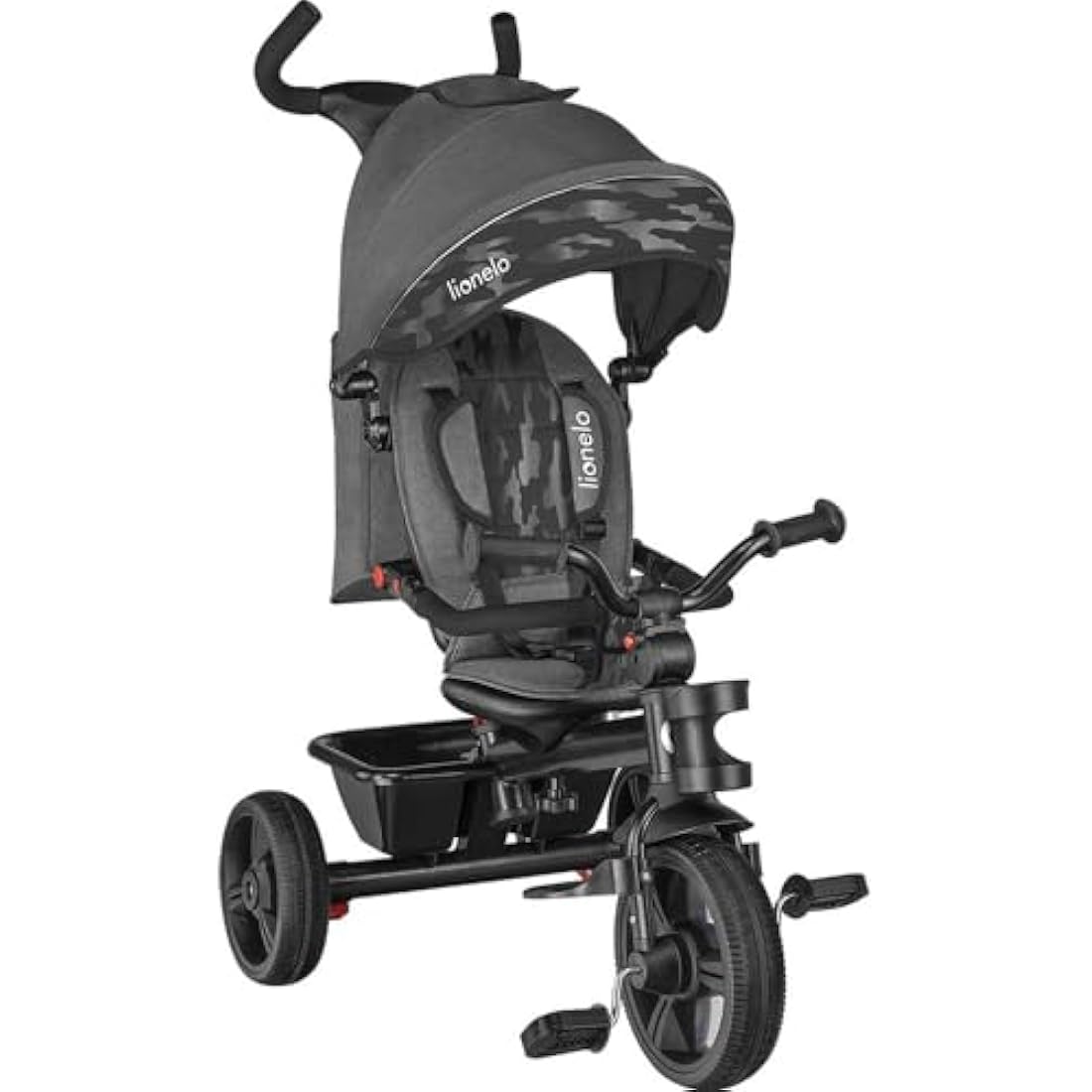 LIONELO Haari 2in1 Kids Tricycle Stroller for toddlers 1-5 Years Up to 25kg Parent steering control Swivel seat Three wheeler Bike Harness Canopy Basket Cup Holder Robust frame Durable Wheels