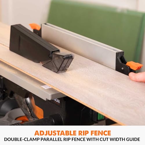 Evolution Power Tools R210CMS Compound Miter Saw Multi-Material Cutting TCT Blade Included Cuts Wood Metal Plastic & More, 45° - 45° Degree Miter & 45˚ Degree Bevel Angles, 1200W, 210mm